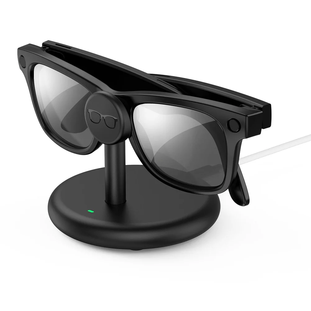 

Charging Stand For Meta Smart Glasses With LED Indicator And Overheat Protection Compact ABS Base Black