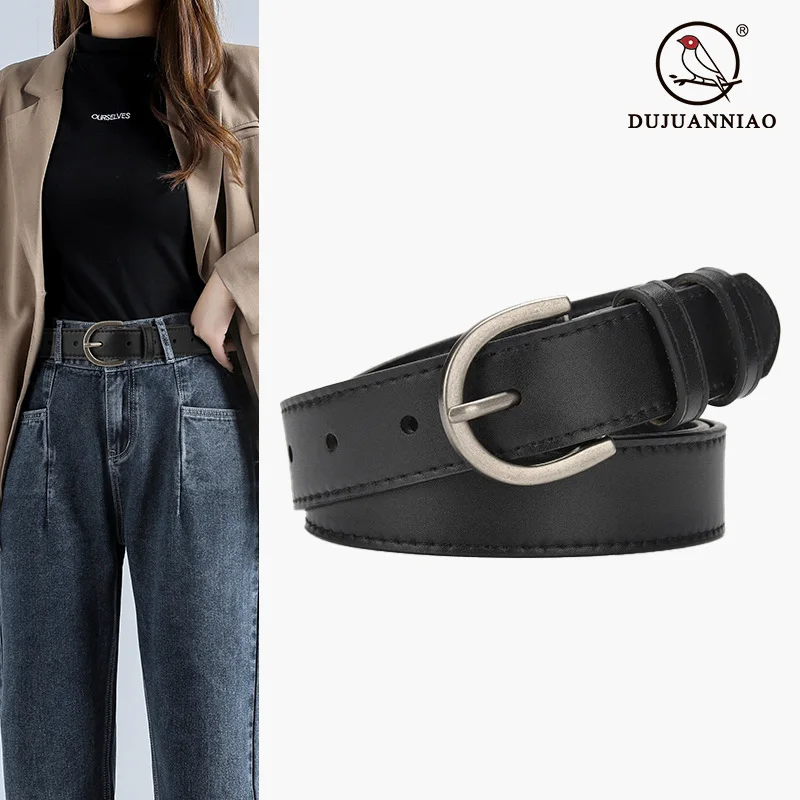 

Women's Belt Women's D-shaped Pin Buckle Pure Cowhide Versatile Simple Matching Jeans Suit Pants Dress Decoration Fashion Belt