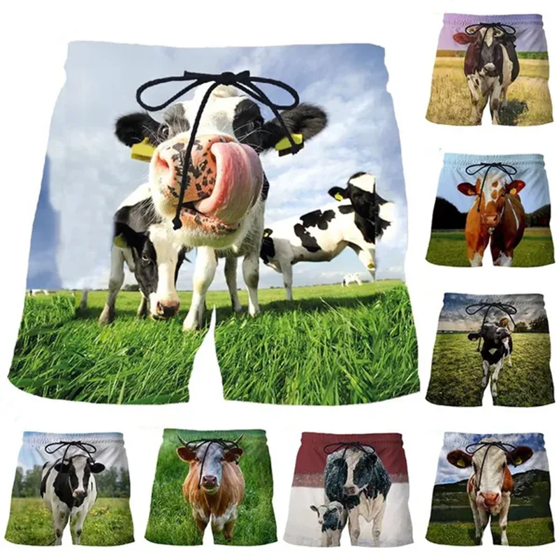 Funny Animal Cows 3D Printed Short Pants Men\'s Hot Sale Summer Vacation Beach Shorts For Women Boys Girls Cool Swim Trunks