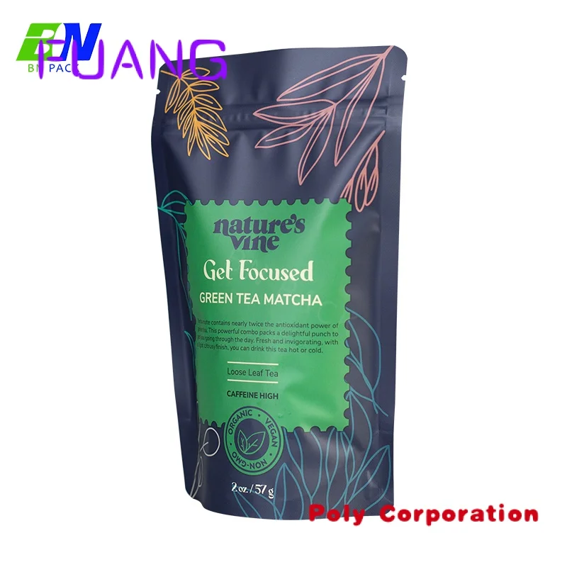 Custom  Custom Printing Aluminum Foil Stand Up Pouch Matcha Green Tea Powder Packing Bags