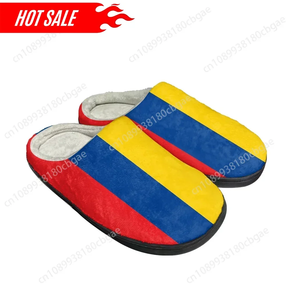 Hot Colombia Flag Fashion Cotton Custom Slippers Mens Womens Sandals Plush Casual Keep Warm Shoes Thermal Comfortable Slipper
