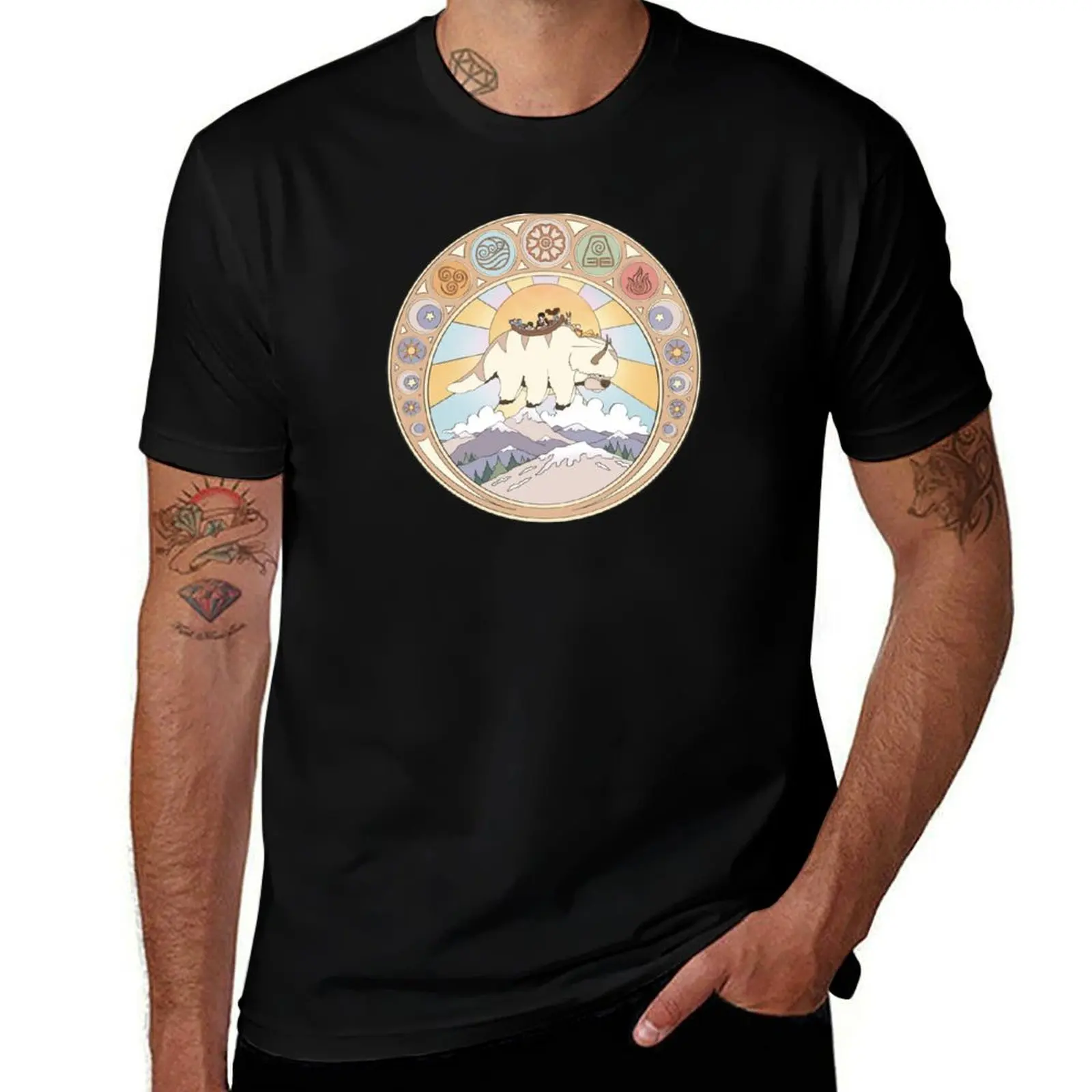 

Team Avatar and Elements Design T-Shirt anime stuff summer 2025 heavyweights t shirts for men cotton