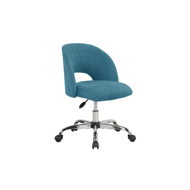 Fabric Upholstered Open Back Office Chair with Casters, Teal for Teens and Adults