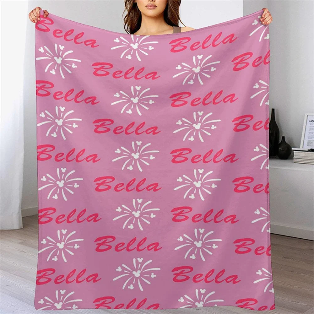 Pink Sparkle Pattern Repeat Custom Name Blanket for Girl Kids, Personalized Glitter Soft Throw Birthday Christmas Gifts