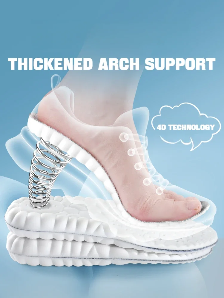 1 pasang sol dalam sepatu lembut 4D, untuk kaki Plantar Fasciitis Sol dalam penopang ortopedi sisipan olahraga peredam kejut bantalan sepatu