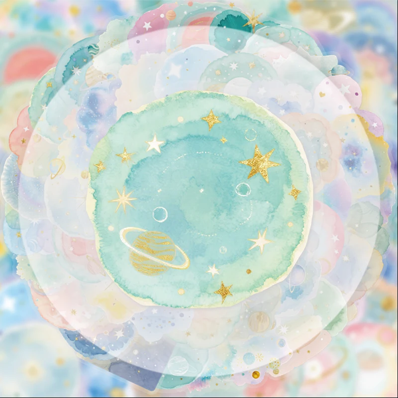 56 Pieces of Dreamy Watercolor Starry Sky Graffiti Stickers, Suitable for Water Bottles, Laptops, Phone Decorations, Suitcases, Skateboards, Guitars, Gift Boxes, Party Decorations, Holiday Gifts
