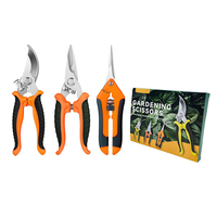3PCS Garden Pruning Shears Set Stainless Steel Trimming Scissors for Flowers Herbs & Small Branches Gardening Tools Kit