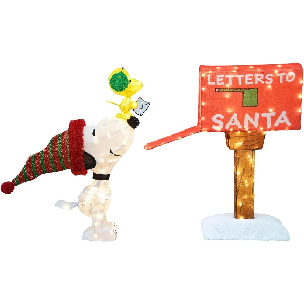 

42-дюймовые большие персонажи арахиса с надписью Санта-Клауса, украшение для уличного двора со снусом и деревянным баком