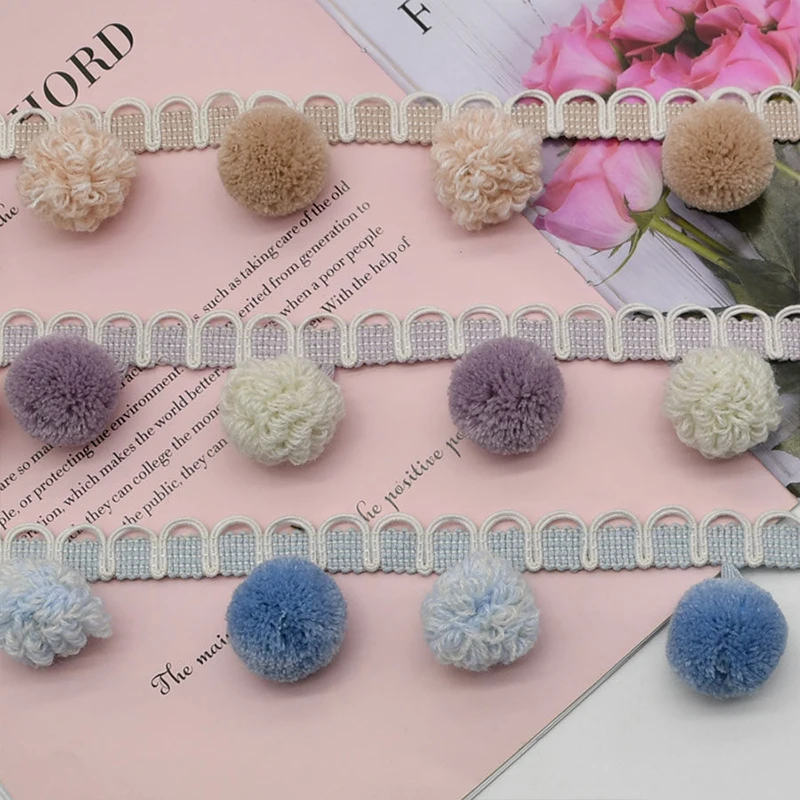 

Curtain Accessories Pine Nut Pom Pom Black High End Tassel Decor Fringe Lace Trim Pompom for Sofa Tablecloth DIY Home Textile