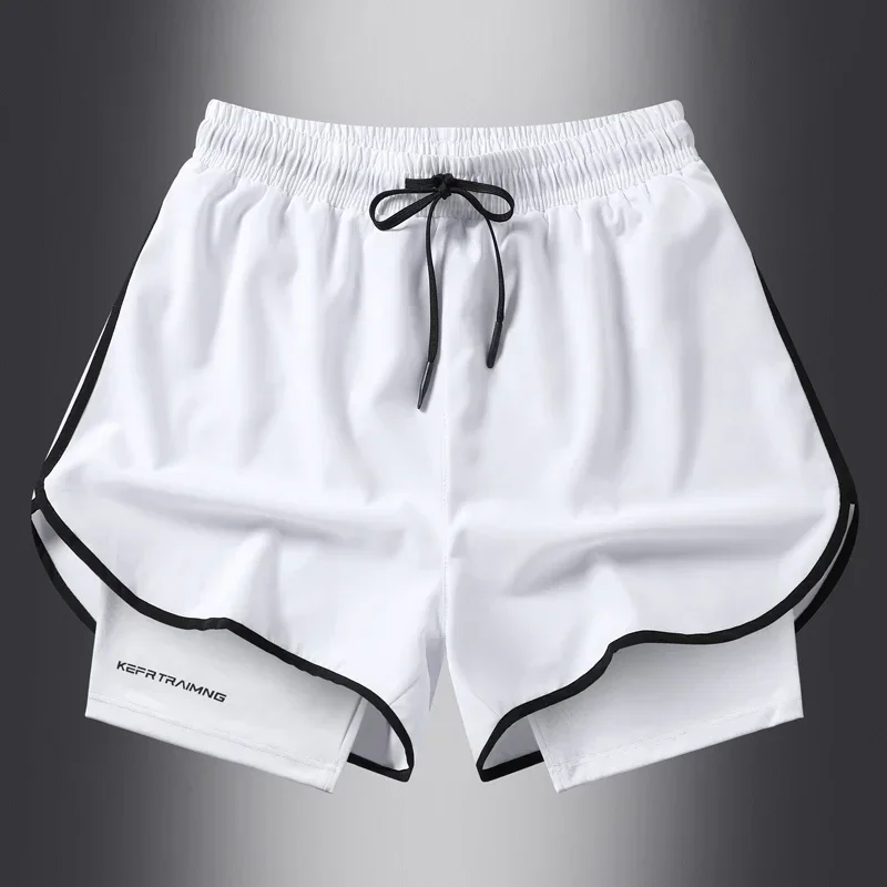 Unisex Running shorts for can hold mobile phones for sports, summer thin layer breathable quick drying elastic capris