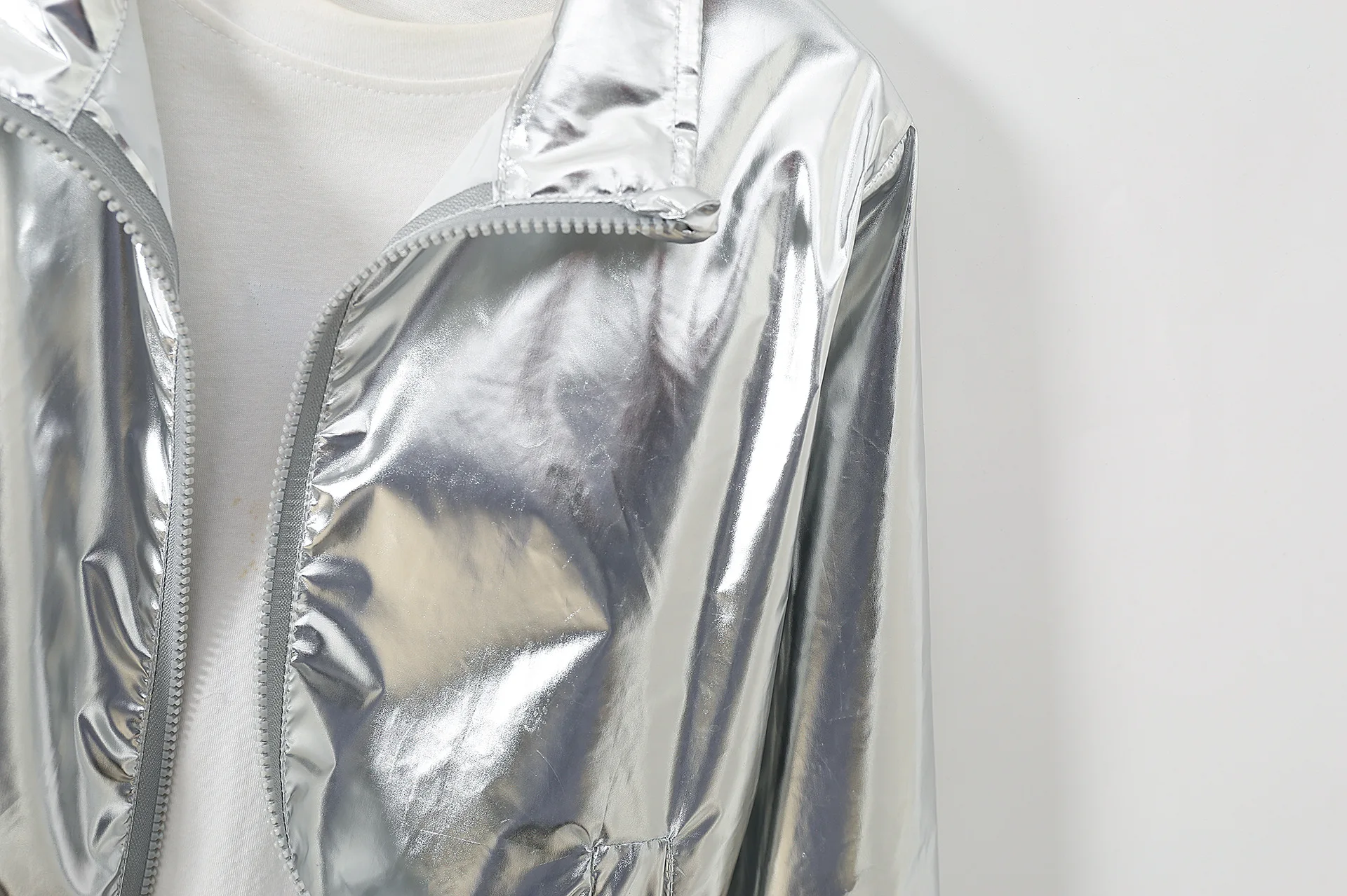 Mädchenjacke für 5-12 Jahre, Herbst, dünn, farbenfroh, glänzend, wasserdicht, Reißverschluss, Revers, Mädchen-Oberbekleidung, neue Kinderkleidung – Detail 7
