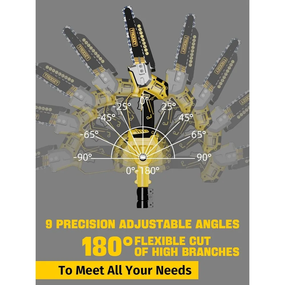 منشار عمود لاسلكي 8 بوصة، منشار كهربائي 2 في 1 مع بطارية 4.0 أمبير في الساعة، ماكينة تشذيب شجرة كهربائية وقاطع فرع مع عمود قابل للتمديد