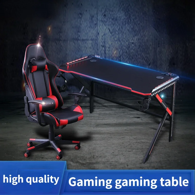 大きな黒いテーブルマットledバーきらめくコンピューターゲームデスク家具