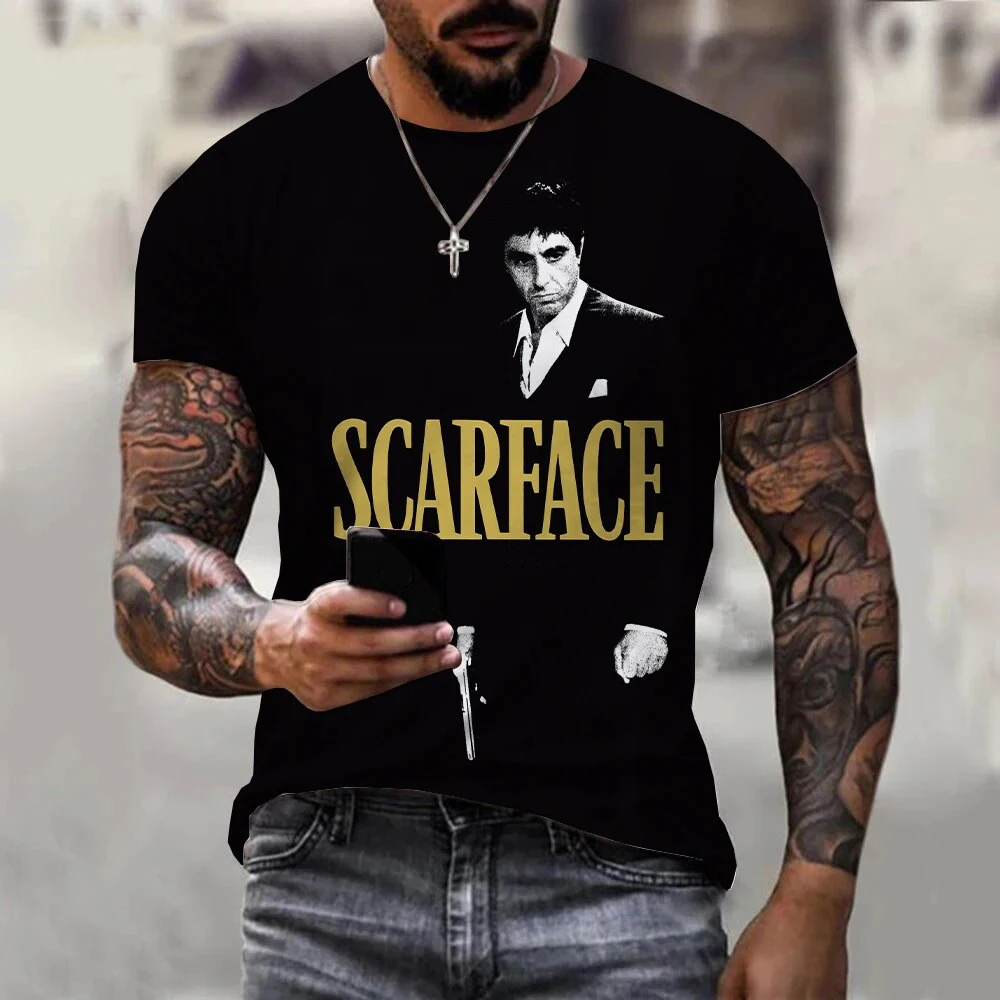 Movie Scarface 3D Print T-Shirts Streetwear Men Women Fashion Oversized Short Sleeve T Shirt O-Neck Male Tees Tops Clothing