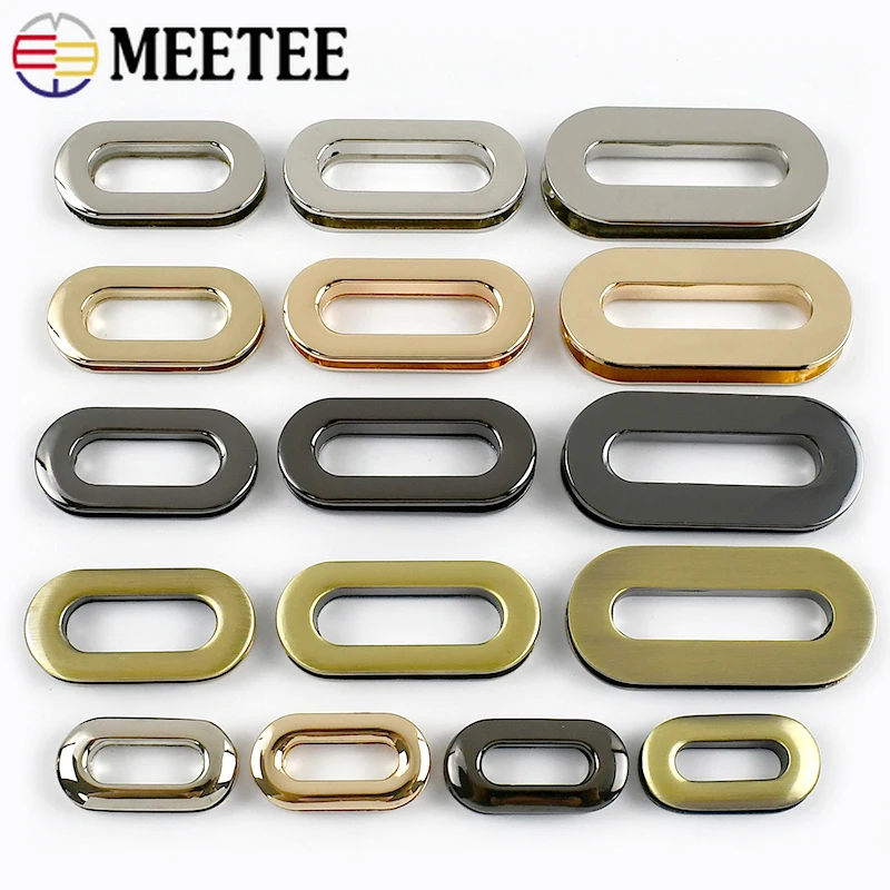 

4/10Pcs Meetee 18-38mm Metal Oval Ring Eyelet Buckles Leather Strap Screw Hook Bag Luggage Clasp Garment Sewing Accessories