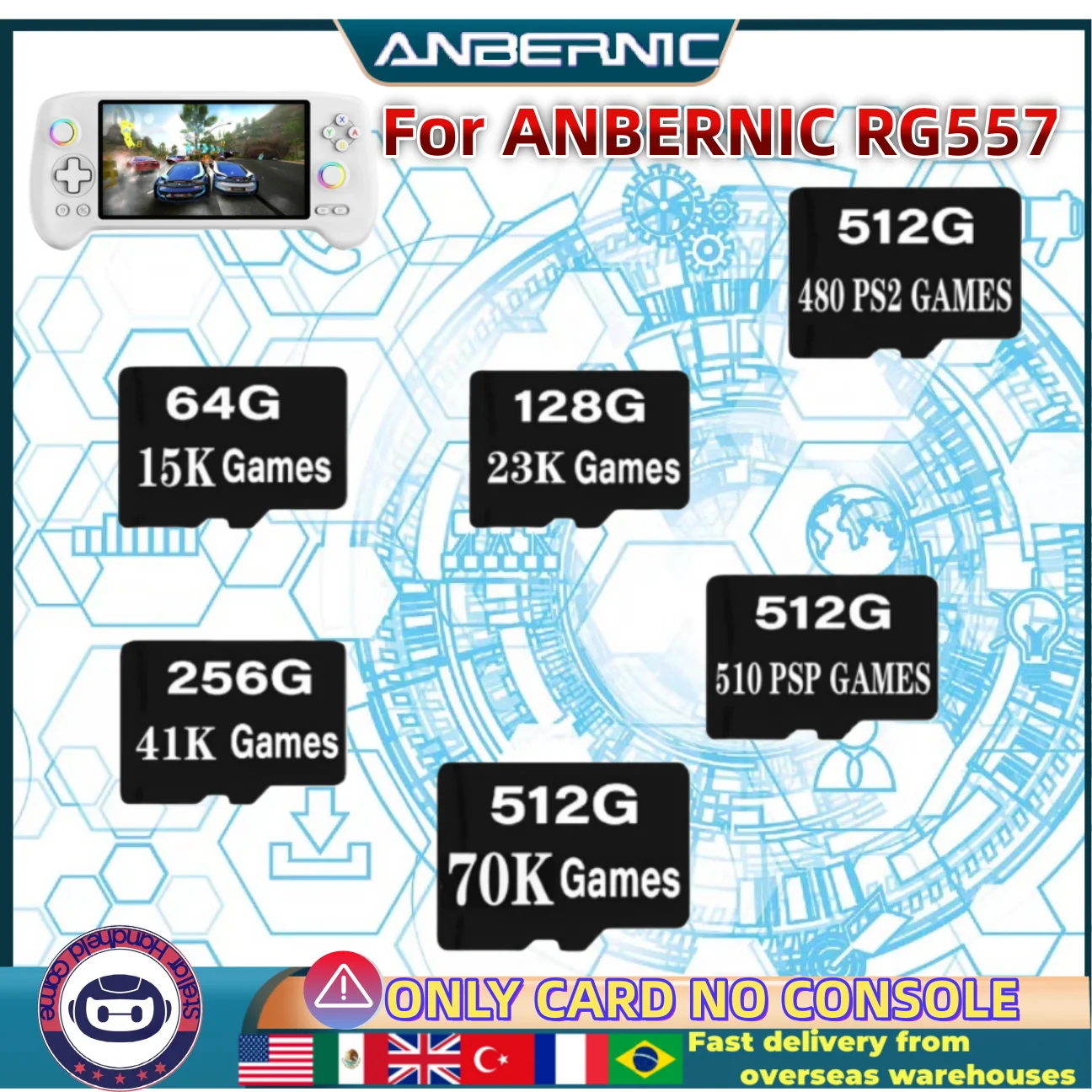 

FOR ANBERNIC RG557 TF CARD SD Card Handheld Retro Game Console Memory Card 512G 80000 Games 512G 480 PS2 Games 510 PSP Games