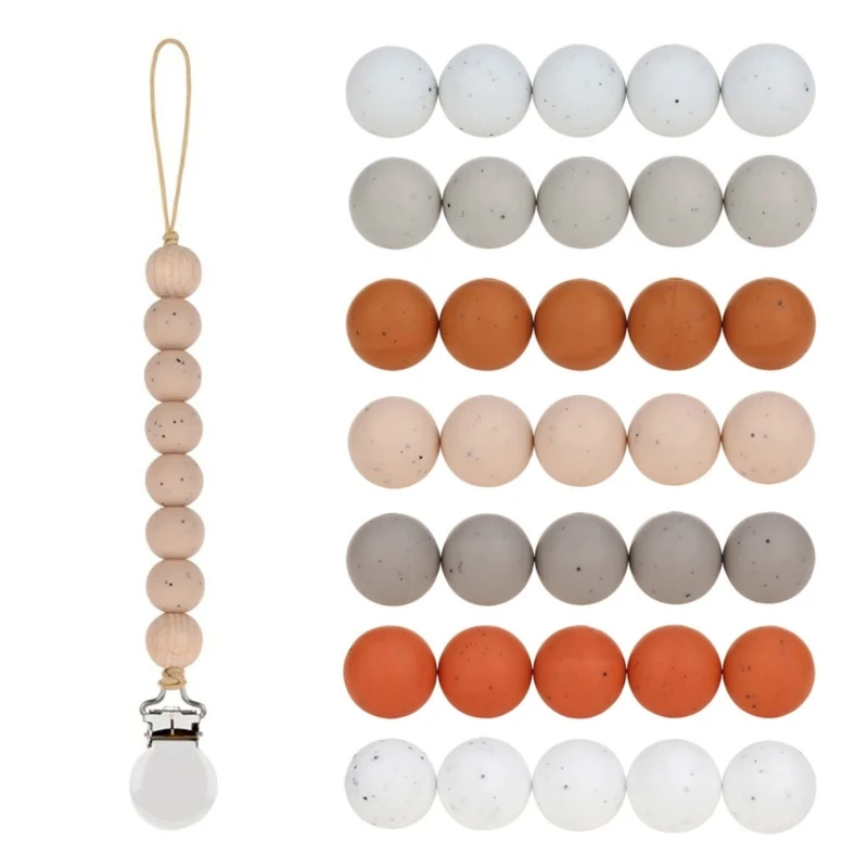 

20pcs 15mm Round Silicone Beads Baby Silicone Teether Beads For Jewelry Making DIY Necklace Pacifier Chain