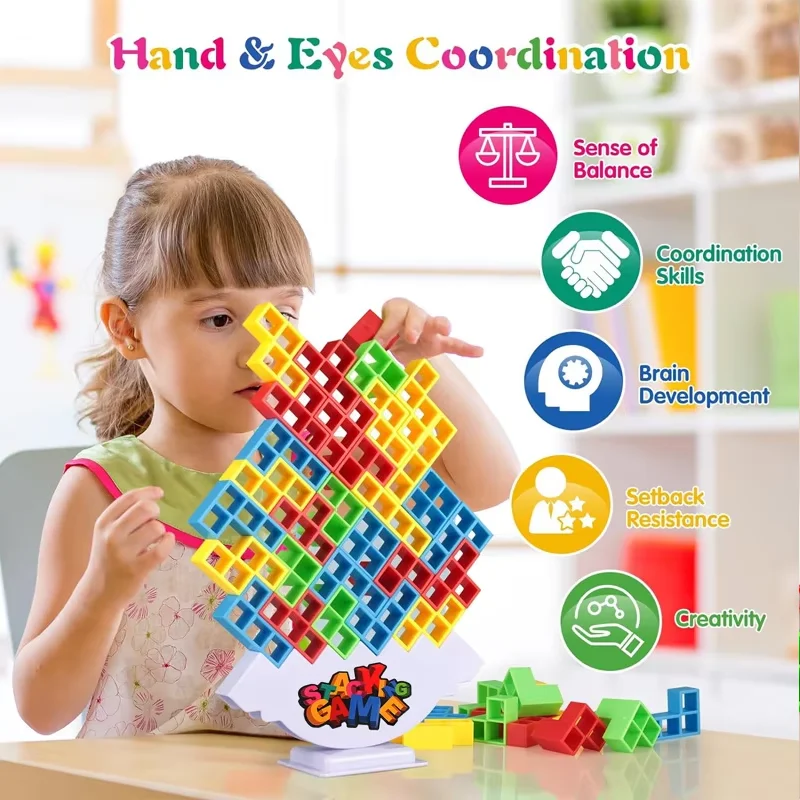 

48-64PCS Balances Stacking Board Games Kids Adults Tower Block Toys For Family Parties Travel Games Kid Desktop Party Toy Gifts