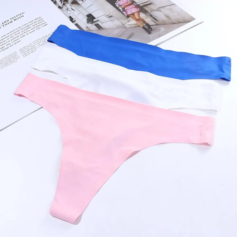 Korean Slim Elastic Low-Waist Sweet Nylon Letter Seamless Briefs Ice Silk Panties Women Intimates Sports Thong