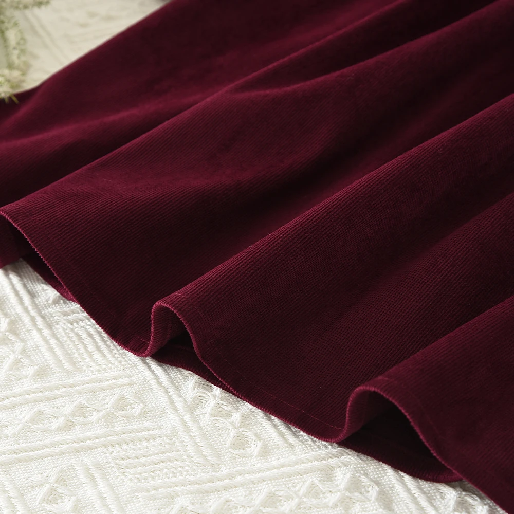 Frühlings- und Herbst-Neuheit: Weinrotes Retro-Prinzessinnenkleid mit Blumenstickerei, weißem Puppenkragen und langen Ärmeln für Mädchen. – Detail 8