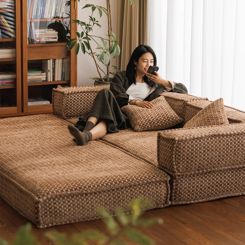 

Combined sofa, modular folding sofa, antique living room, household retro fabric sofa bed dual-purpose