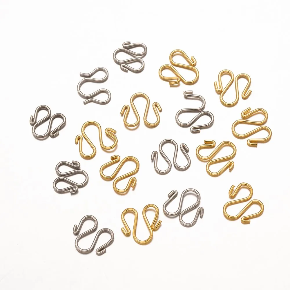 20Pcs/Lot W and S Shape Stainless Steel Hook Clasps Connectors For DIY Bracelet Necklace Supplies Finding Jewelry Making