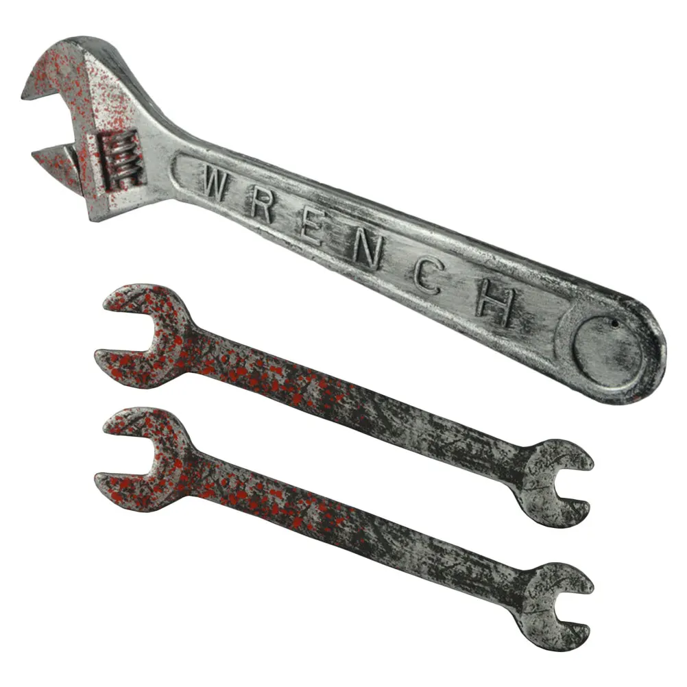 

3pcs Horror Wrench Pretend Play Toy Bloody Wrench Prop Fake Wrench Toy Haunted House Prop Fake Maintenance Tool