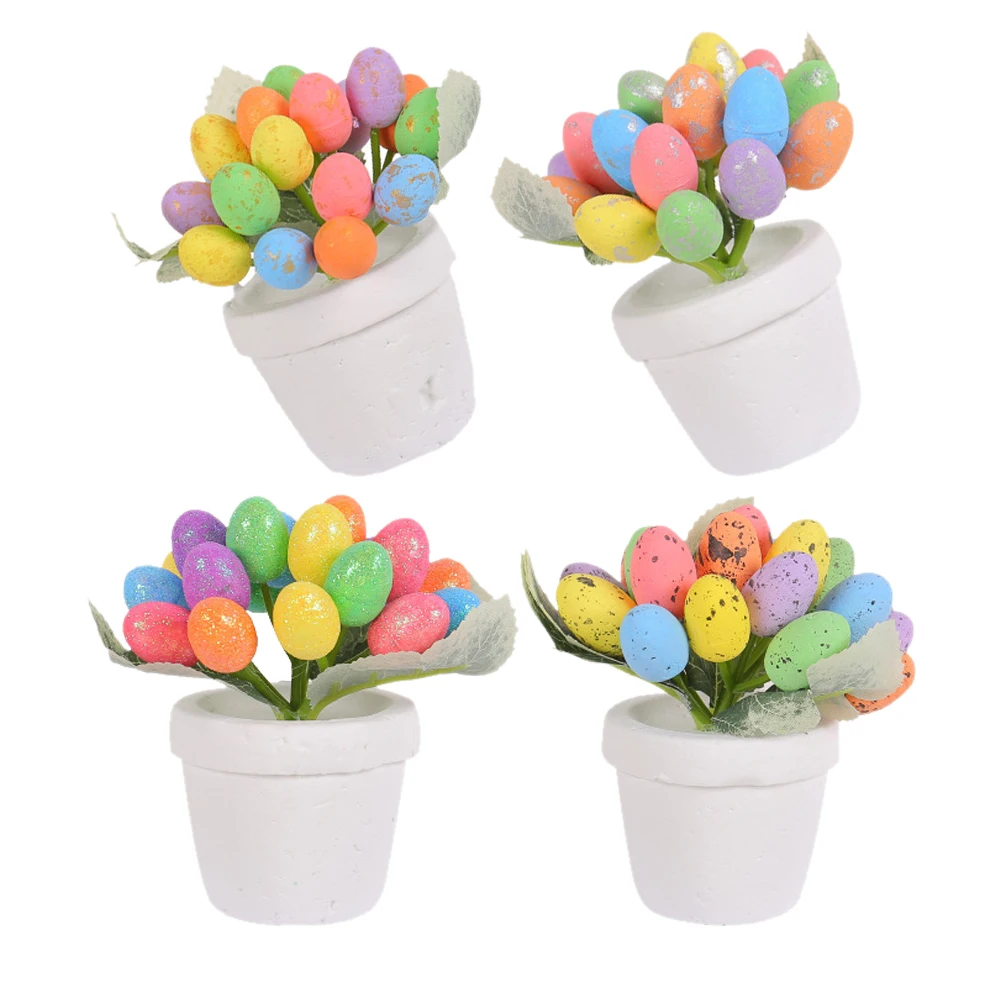 

4 Pcs Easter Egg Bonsai Decorations Foams Material Easy Maintenance Outdoor Garden Supplies Party Props Gifts