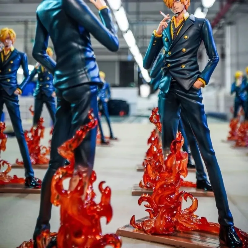 Japanese Bandai One Piece Anime Action Figure Sanji Desktop Ornaments Model Doll Toy Birthday Gift Luffy Peripheral Collection