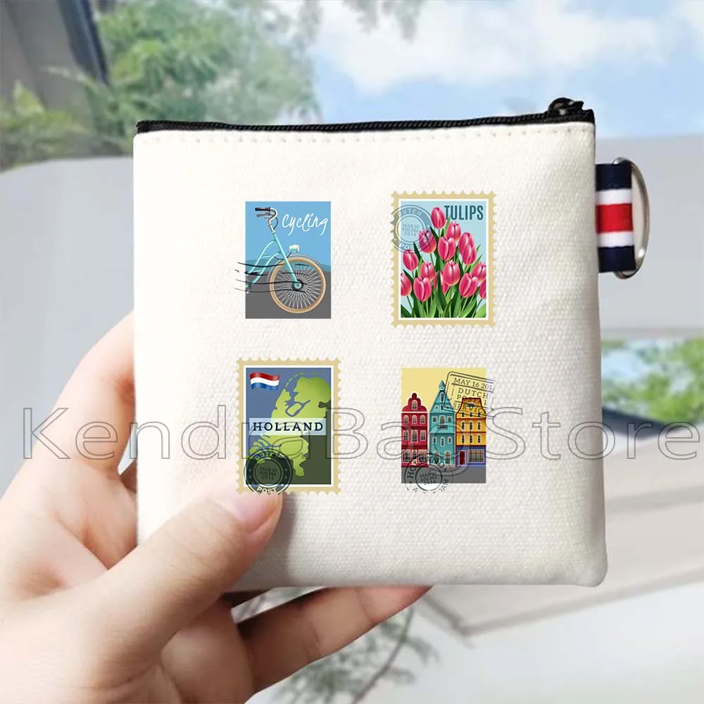 Italien Pisa Paris Rom London New York Pharao Japan Barcelona Poststempel Canvas Geldbörse Schlüsseletui Kleine Kartentasche Brieftasche Beutel