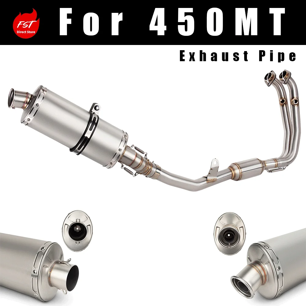 Stainless Steel Front, Mid and Full Exhaust Pipe Kit for Motorcycle 450MT Modification