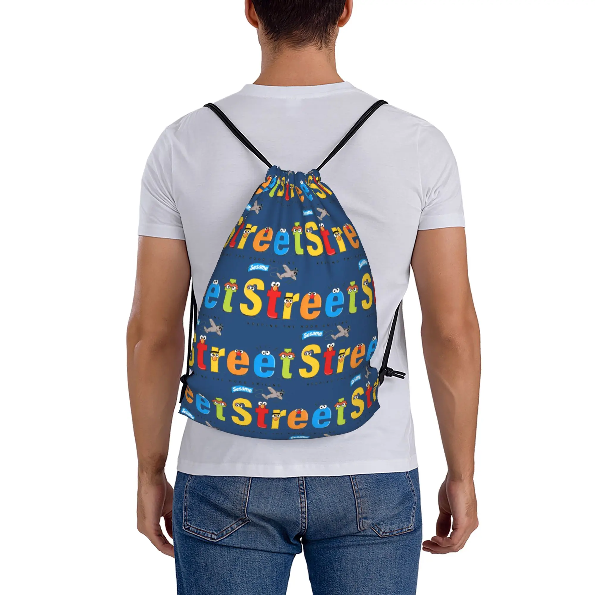 Custom Cookie Monster Drawstring Bag Women Men Lightweight Cartoon Sports Gym Storage Backpack view 5