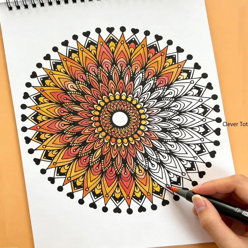 Coloring Book Healing Meditation Picture Book, Adult Relaxation and Decompression Meditation Hand Drawn Book 20 Mandala Patterns
