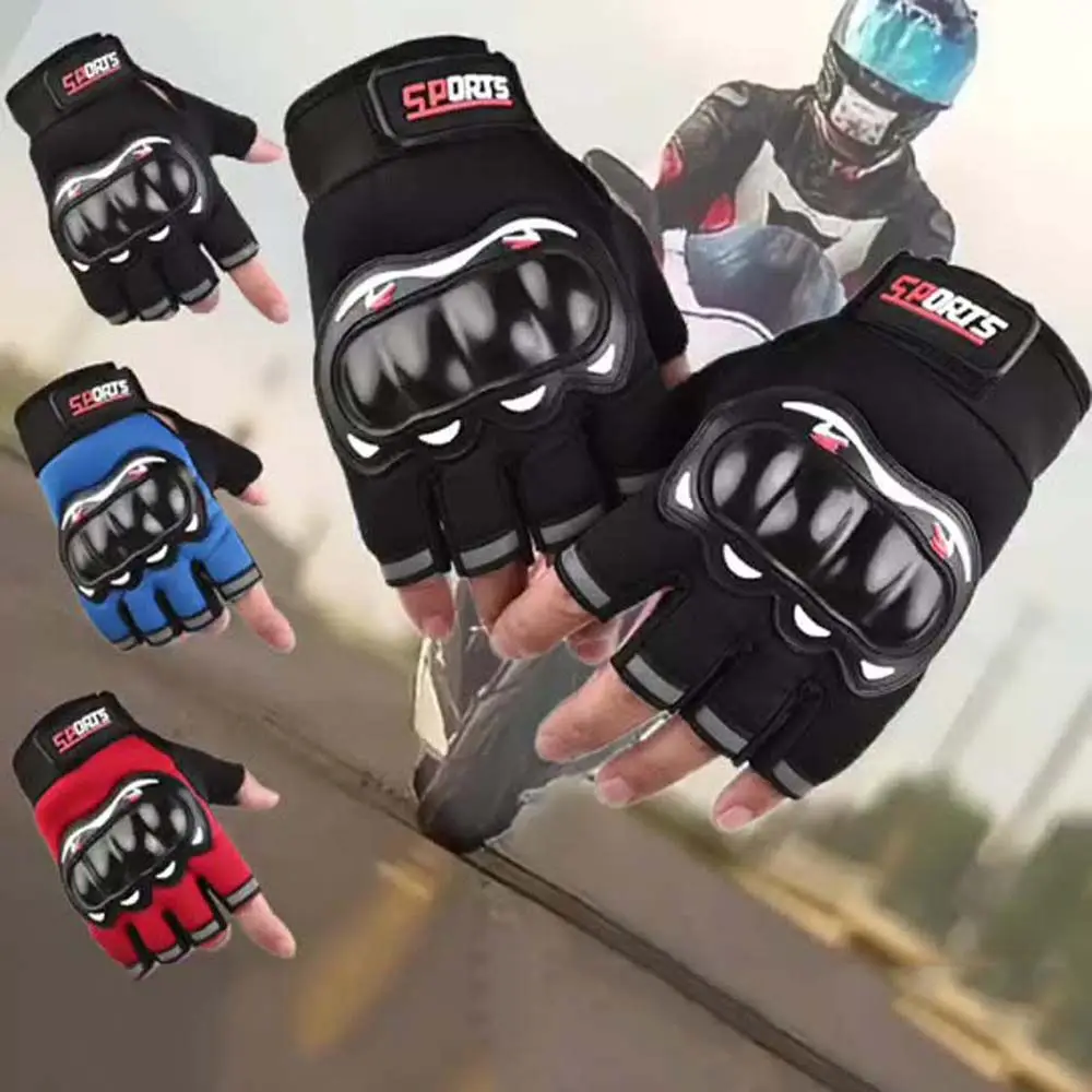 

1Pair Man Half Finger Motorcycle Gloves Hard Knuckles Hand Gloves Summer Motorcycle Protective Breathable Shock Absorbed Gloves