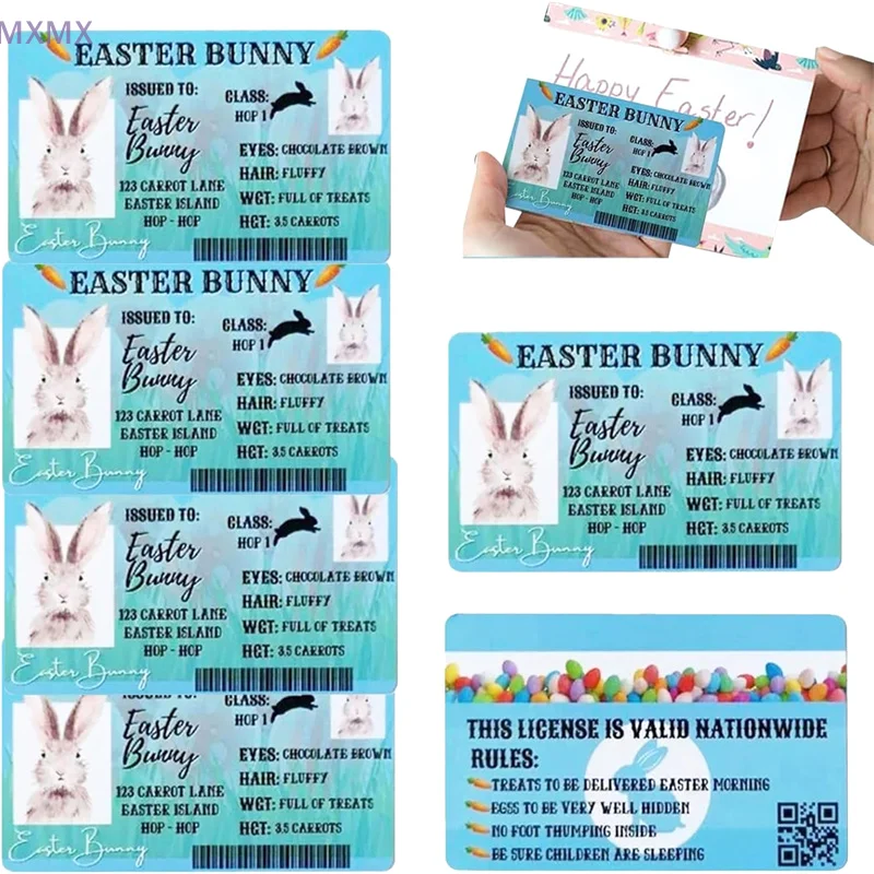 5 Pcs Easter Rabbit Driver's License Happy Easter Funny Plastic ID Card Home Decoration Party Gift For Bunny Lovers