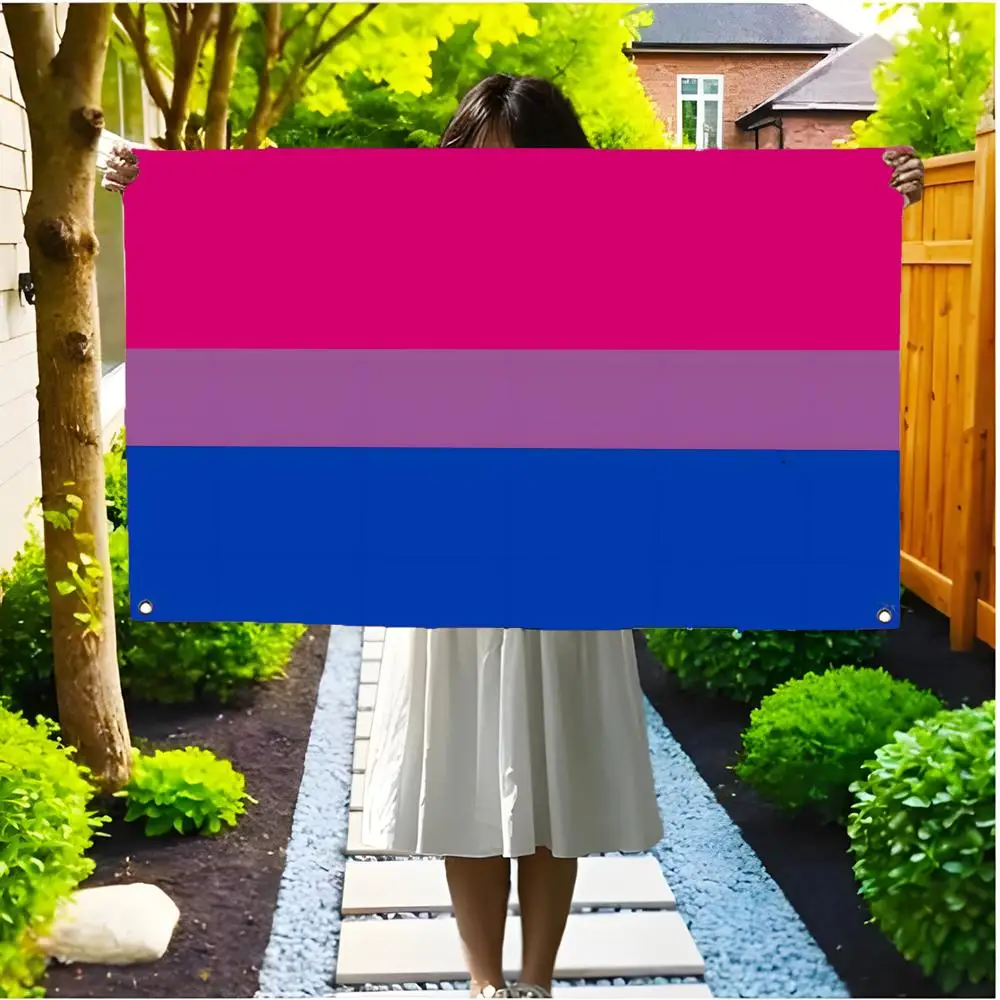 Bisexual Pride flag Flags Edgeless four-ring hanging decor indoor outdoor compatible easy for hanging display