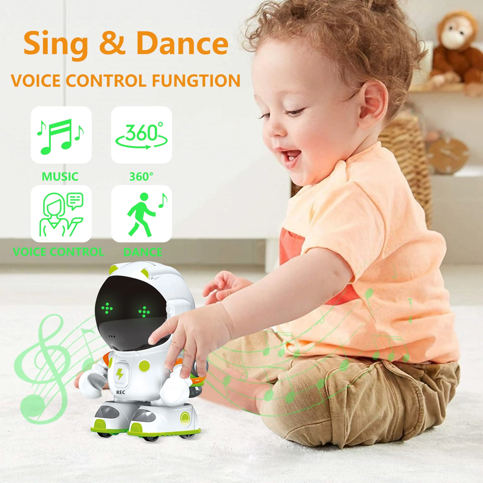 2024 New Early Education Intelligent Space Robot Toy Singing Dialogue Voice Control Touch Control Intelligent Robot Boy Gift