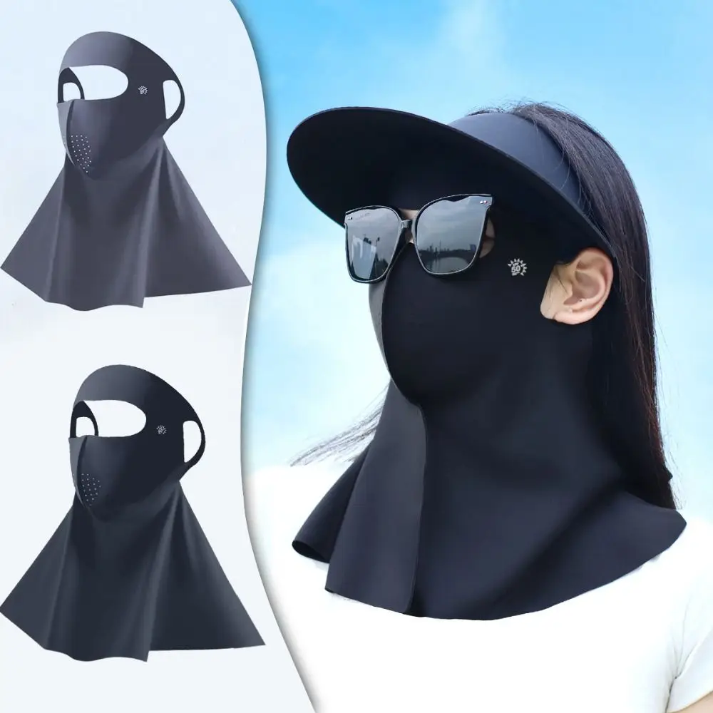 

Fashion Ice Silk Sun Protection Mask Full Face UPF50+ Anti-UV Neck Scarf 3D Breathable Sunshade Face Mask Cycling