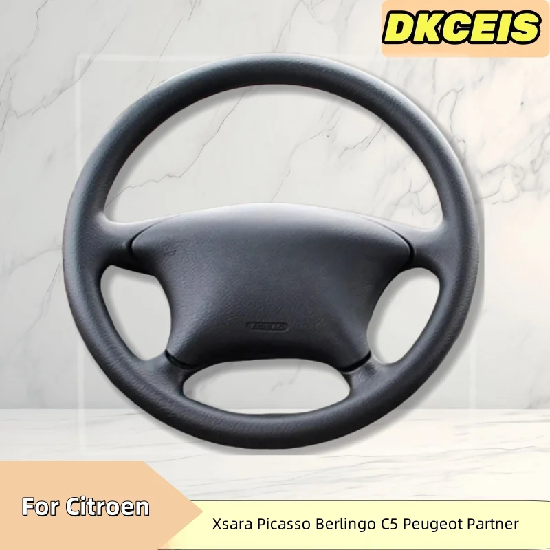 Pokrowiec na kierownicę ze sztucznej czarnej skóry do Citroen Xsara Picasso Berlingo C5 Peugeot Partner Pokrowiec na kierownicę z warkoczem