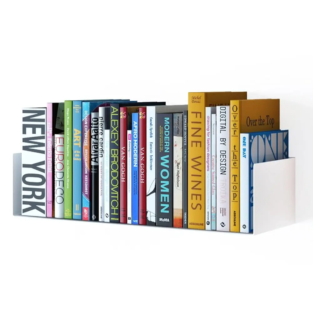 

Bali Sturdy Metal U Shape Bookshelf - Wall Mountable Cd Dvd Storage Multi-Purpose Display Ra In White