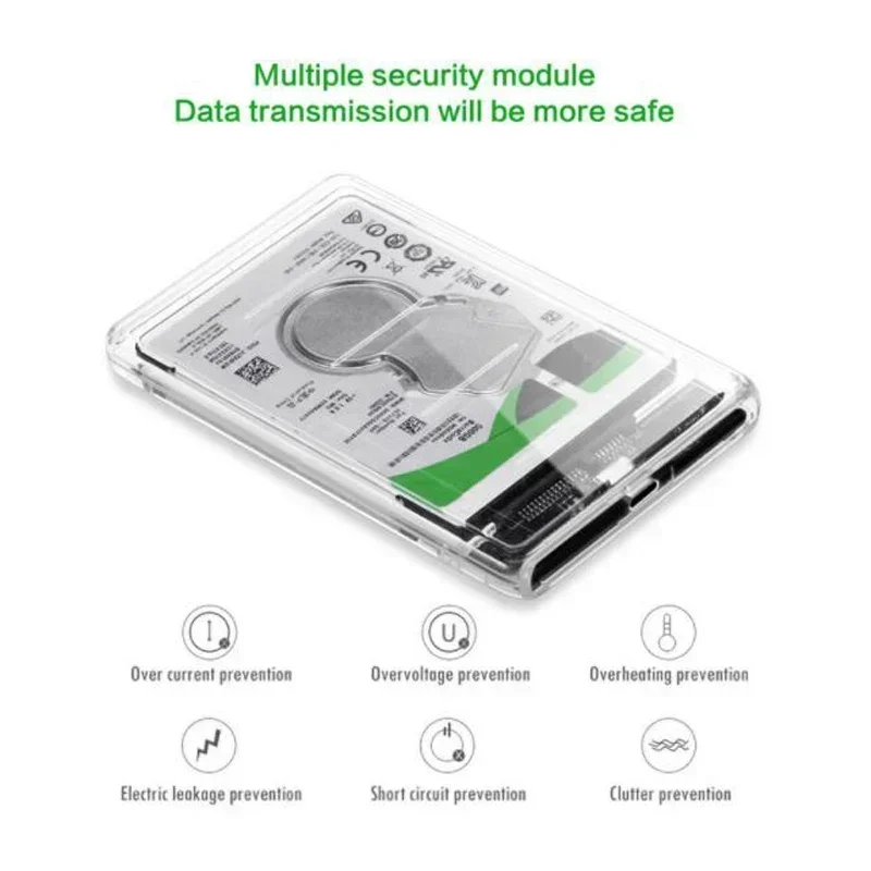 

YUXINUO USB 3.0 Type-C 2.5" Hard Drive Enclosure Transparent Mobile HDD Box USB3.1 SSD Case Portable Hardisk With USB C Cable