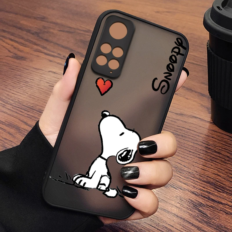 Cartoon S-Snoopyes For Xiaomi Redmi Note 12 Turbo Speed 11 10 9 Pro Plus Max 4G 5G Frosted Translucent Hard Phone Case