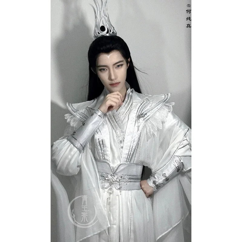 DY20アニメ Er Haと彼の白猫マスターChu Wanning TGCF Xie Lian白い服Mo Dao Zu Shiハロウィン漢服コスプレ衣装2