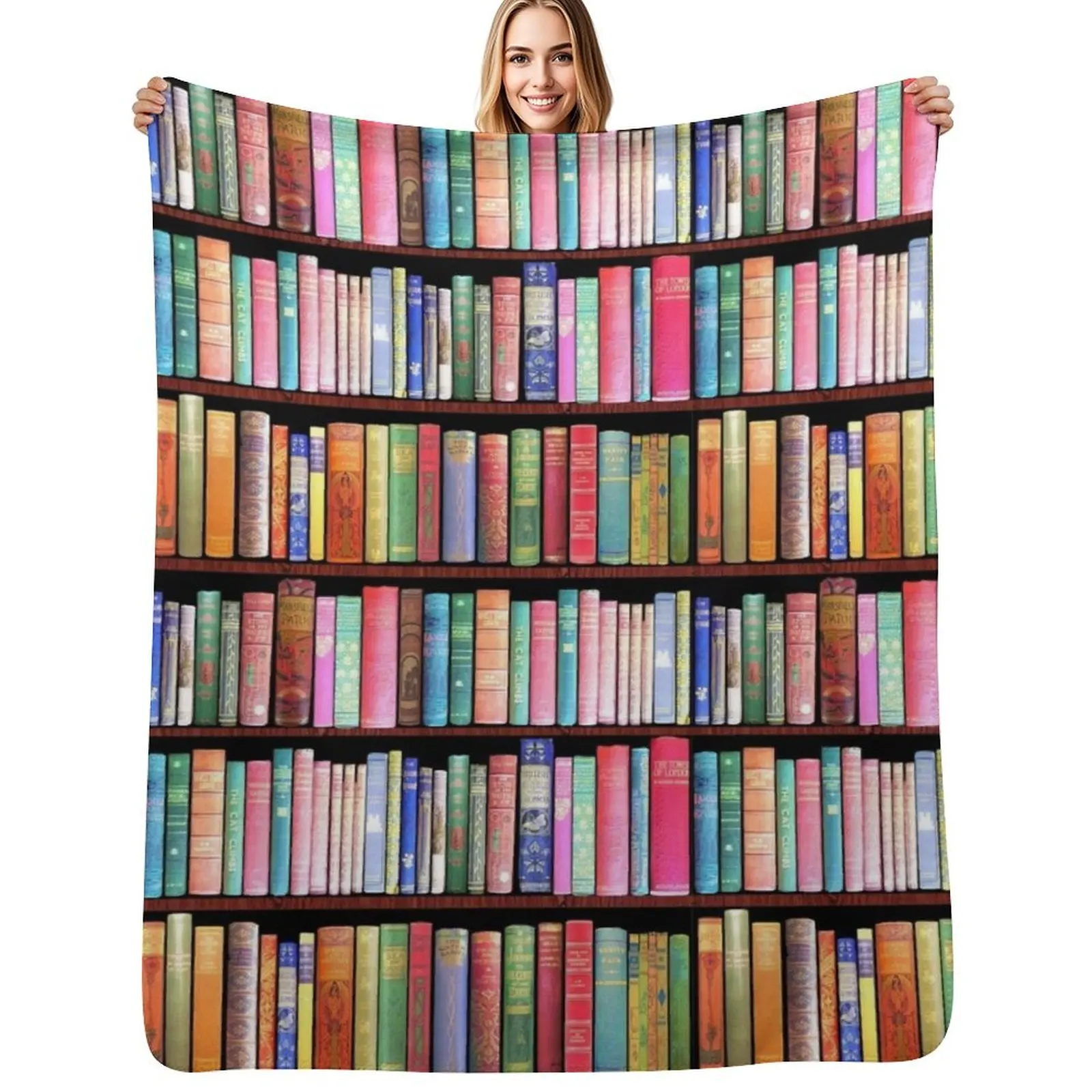 Bookworm Antique book library, vintage book shelf Throw Blanket Picnic Plaid Stuffeds Giant Sofa Luxury Thicken Blankets