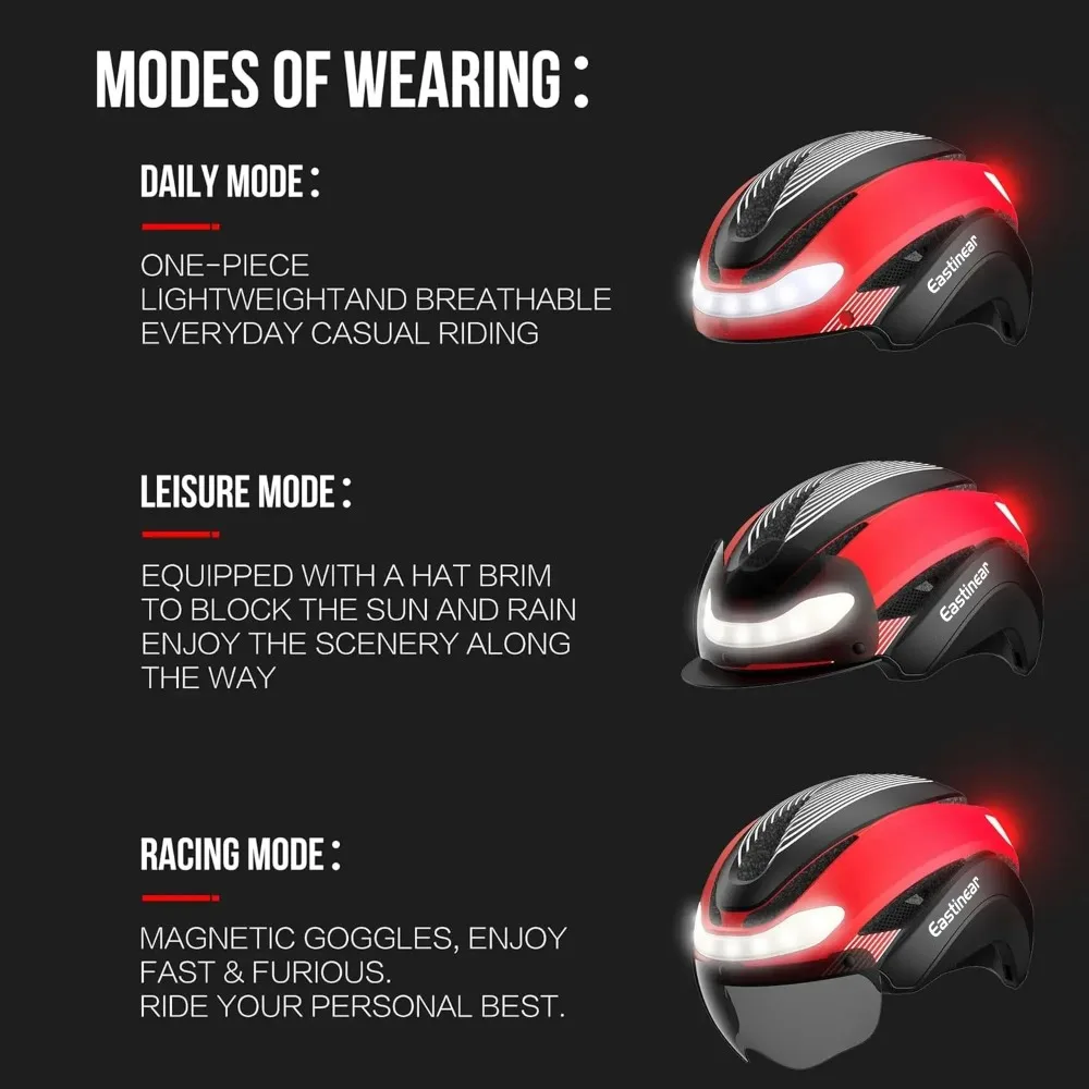 Eastinear Bicycle Helmet Ride Led Lights Front And Rear,Urban Road Cycling Helmet,Rechargeable Turn Signal Bicycle Accessories