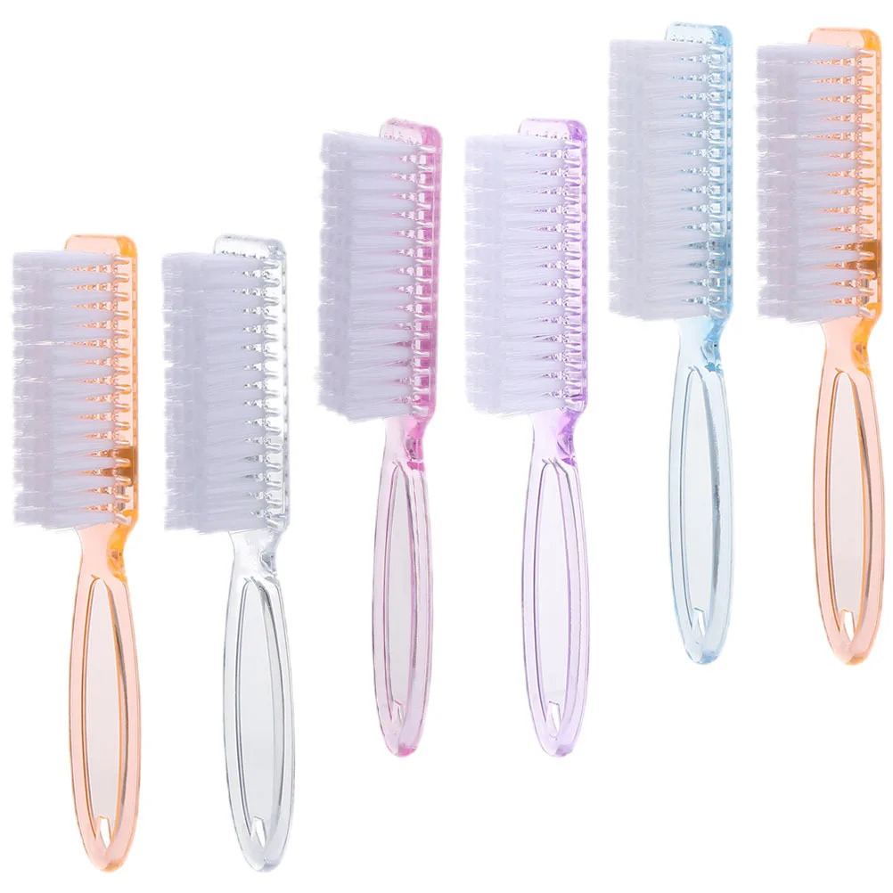 6 個ネイルブラシキットロングハンドル人間工学に基づいたデザイン足の爪指の爪のクリーニングペディキュアマニキュアスクラブダストクリーナーツール