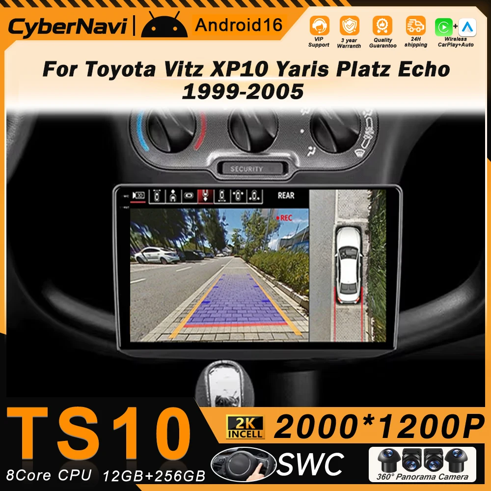 

Мультимедийный видеоплеер Android для Toyota Vitz XP10 Yaris Platz Echo 1999-2005 с GPS-навигацией, CarPlay, сенсорным экраном и RDS-стерео