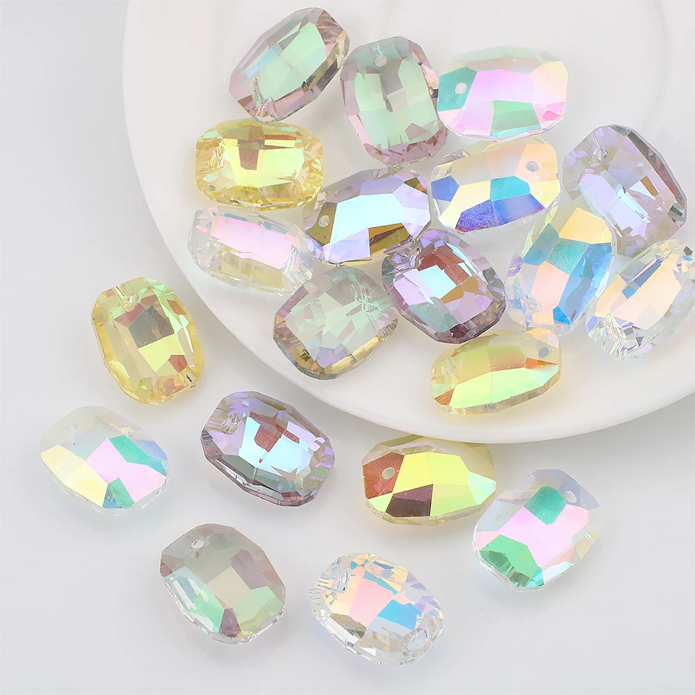 10 Stück 14 x 20 mm Opal-Mokka-rechteckig für Schmuckherstellung, Glaskristalle, Kissen, Diamanten, Kleidung, Basteln, Edelsteine, Zubehör