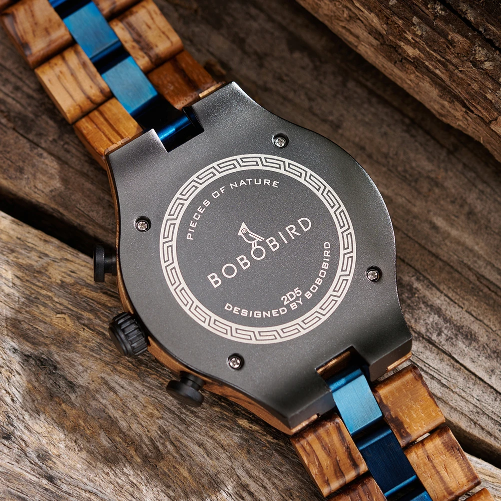 Jam Tangan Kayu Logo Kustom Jam Tangan Pria Mewah BOBO BIRD Jam Tangan Olahraga Kuarsa Chronograph Jam Tangan Kayu Walnut Hadiah Pengiring Pria Dropshipping