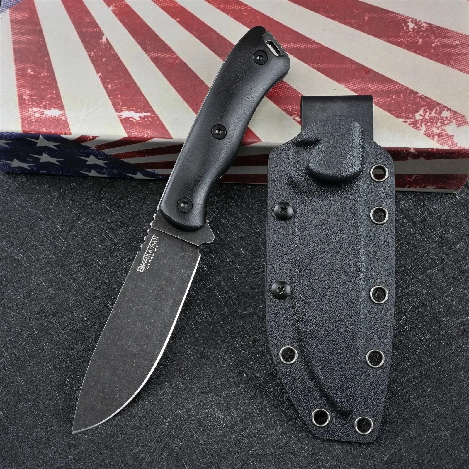 Multi-purpose outdoor straight knife, portable EDC pocket knife with scabbard, camping multi-purpose survival cutting knife